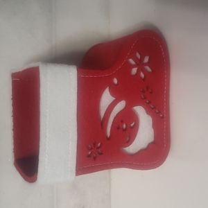red felt Christmas holiday stocking 3d candy goods holder